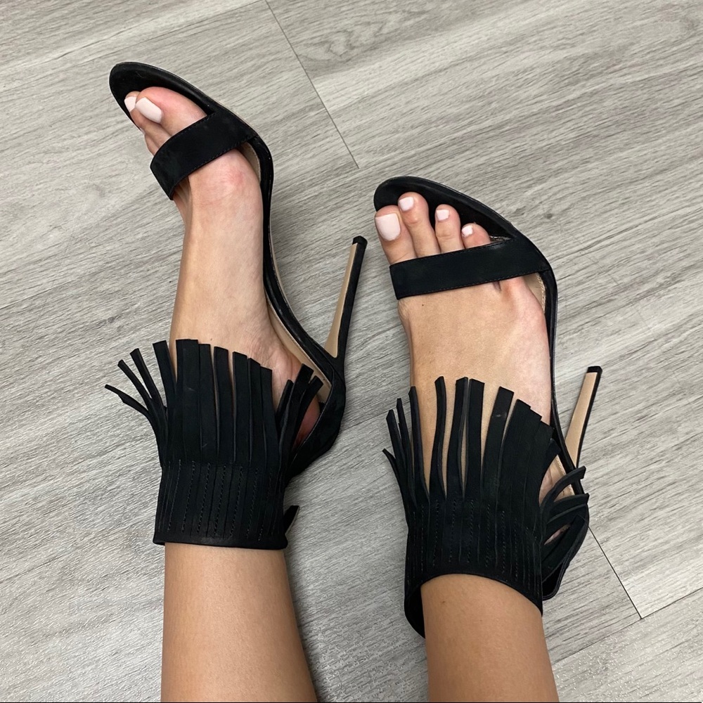 Authentic Gianvito Rossi Black Suede Fringe Heels - Picture 12 of 12